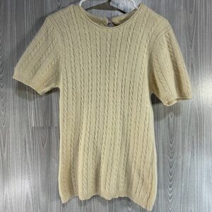 Vintage ESpirit Angora Wool Short Sleeve Sweater Key Hole Button Back Womens M